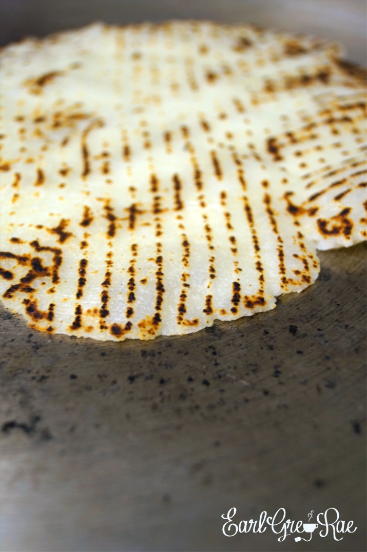 cooked lefse with a char pattern